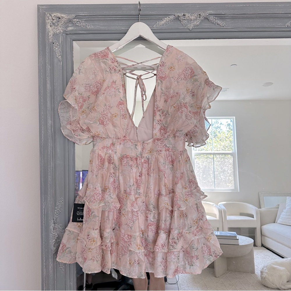NWT Easily in Love,‎ Lulu’s floral romantic mini dress Size M - Picture 6 of 10